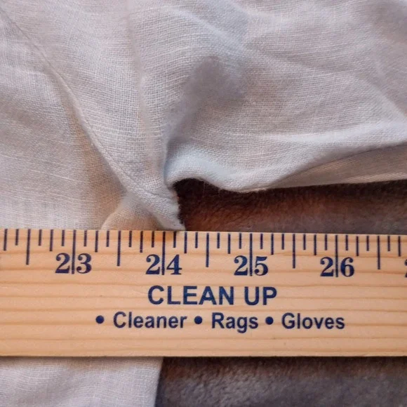 Soft Surroundings 100% Linen Top Blouse Shirt Womens Size XL Ivory Eyelet Sleeve - Picture 5 of 14